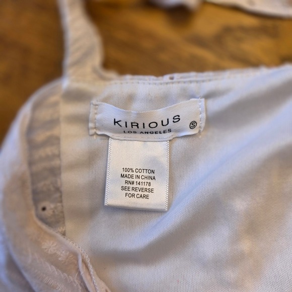 Cottage Core S White Floral Embroidered Ruffle Crop Top Square Neck Tie Back - Picture 7 of 11